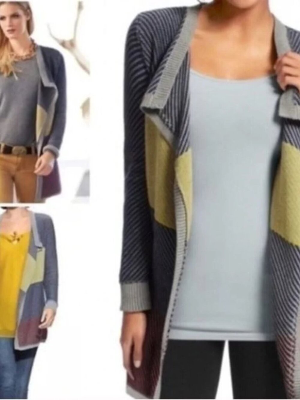 CAbi colorblock Waterfall Blanket Cardigan Jacket Large #467